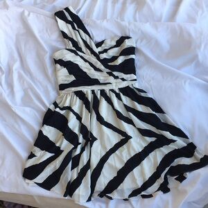 Elegant Zebra Print One-Shoulder Dress